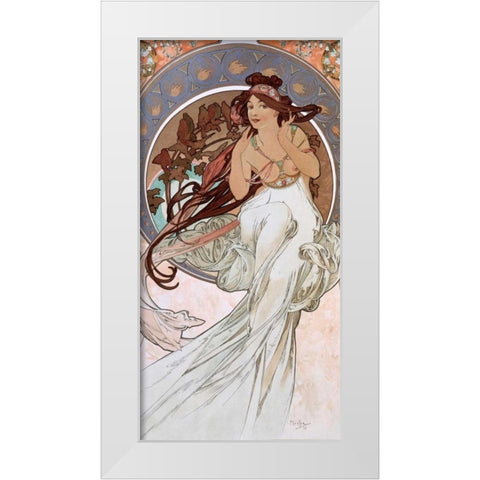 La-musique White Modern Wood Framed Art Print by Mucha, Alphonse