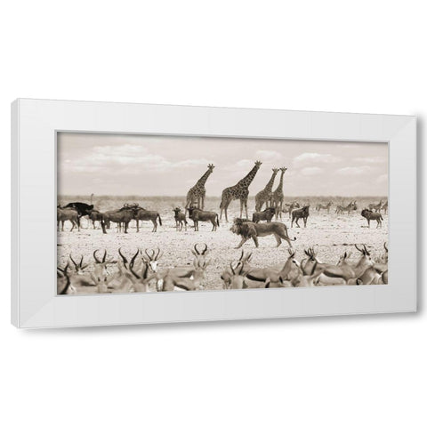 Sovereign passing by (Masai Mara-BW) White Modern Wood Framed Art Print by Pangea Images