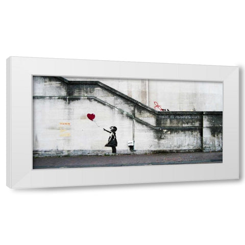 South Bank London-graffiti attributed to Banksy White Modern Wood Framed Art Print by Anonymous