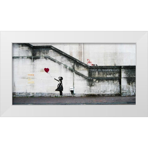 South Bank London-graffiti attributed to Banksy White Modern Wood Framed Art Print by Anonymous