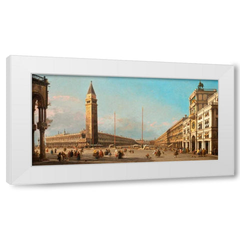 Piazza San Marco Looking South and West White Modern Wood Framed Art Print by Canaletto