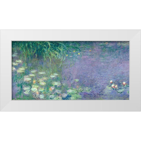 Morning I White Modern Wood Framed Art Print by Monet, Claude