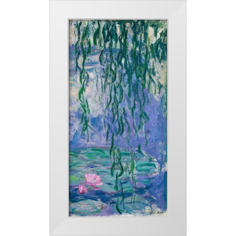 Waterlilies III White Modern Wood Framed Art Print by Monet, Claude