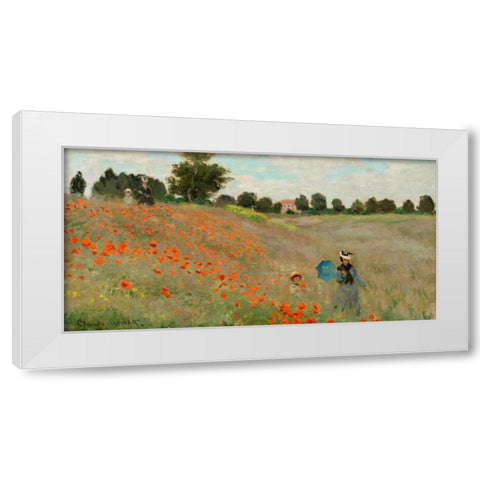 Coquelicots White Modern Wood Framed Art Print by Monet, Claude