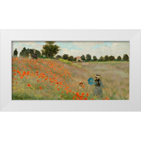 Coquelicots White Modern Wood Framed Art Print by Monet, Claude