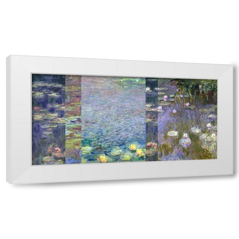 Waterlilies III White Modern Wood Framed Art Print by Monet, Claude