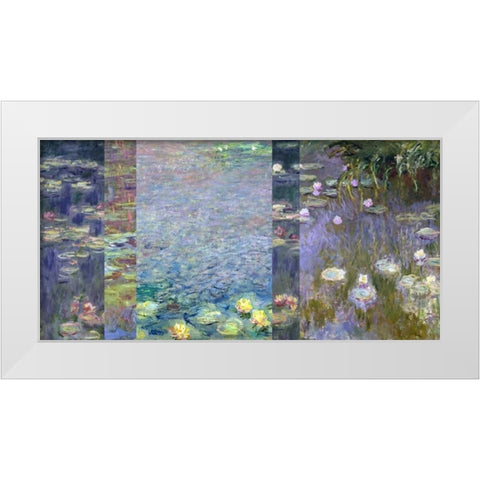 Waterlilies III White Modern Wood Framed Art Print by Monet, Claude
