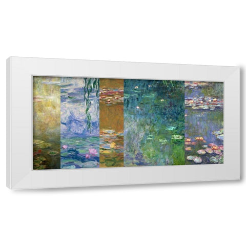 Waterlilies IV White Modern Wood Framed Art Print by Monet, Claude