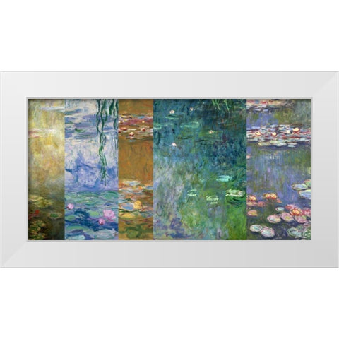 Waterlilies IV White Modern Wood Framed Art Print by Monet, Claude