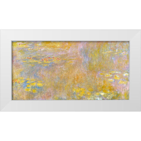 Waterlilies-Yellow Nirvana White Modern Wood Framed Art Print by Monet, Claude