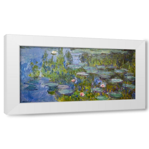 Water Lilies White Modern Wood Framed Art Print by Monet, Claude