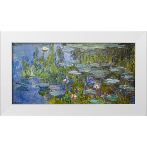 Water Lilies White Modern Wood Framed Art Print by Monet, Claude