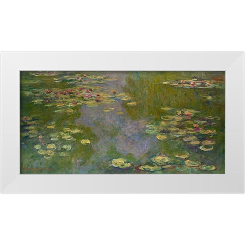 Water Lilies White Modern Wood Framed Art Print by Monet, Claude