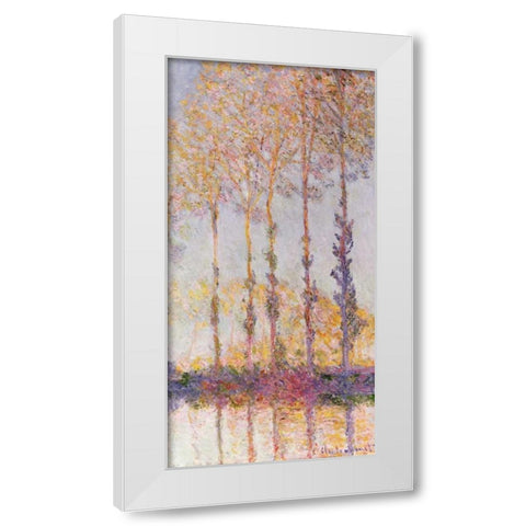 Poplars on the Banks of the Epte White Modern Wood Framed Art Print by Monet, Claude