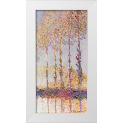 Poplars on the Banks of the Epte White Modern Wood Framed Art Print by Monet, Claude