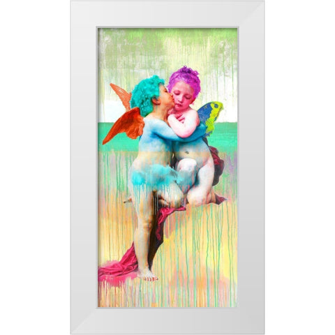 Bouguereau First Kiss 2.0 White Modern Wood Framed Art Print by Eric, Chestier
