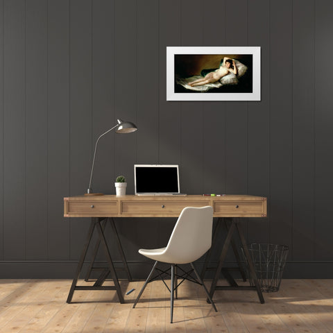 La Maja desnuda White Modern Wood Framed Art Print by Goya, Francisco