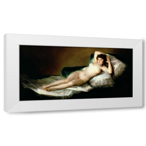La Maja desnuda White Modern Wood Framed Art Print by Goya, Francisco