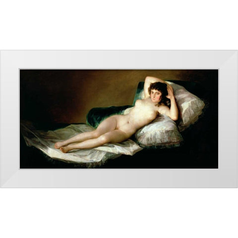 La Maja desnuda White Modern Wood Framed Art Print by Goya, Francisco