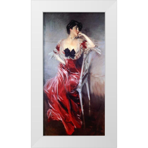 Miss Bell White Modern Wood Framed Art Print by Boldini, Giovanni