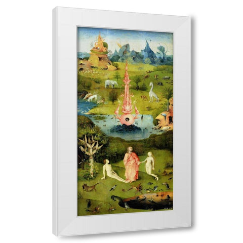 The Garden of Earthly Delights I White Modern Wood Framed Art Print by Bosch, Hieronymus