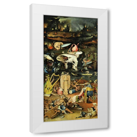 The Garden of Earthly Delights III White Modern Wood Framed Art Print by Bosch, Hieronymus