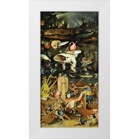 The Garden of Earthly Delights III White Modern Wood Framed Art Print by Bosch, Hieronymus