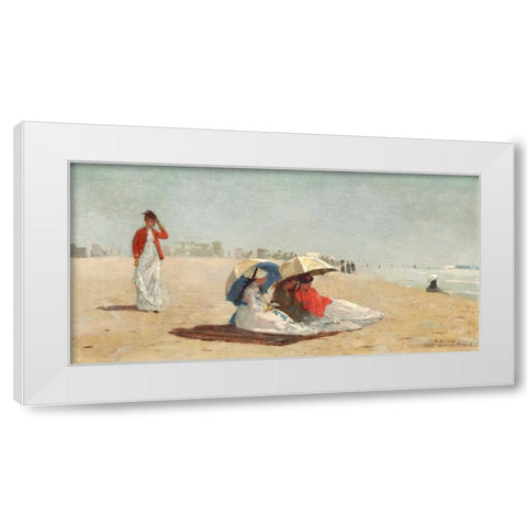 East Hampton Beach, Long Island White Modern Wood Framed Art Print by Homer, Winslow
