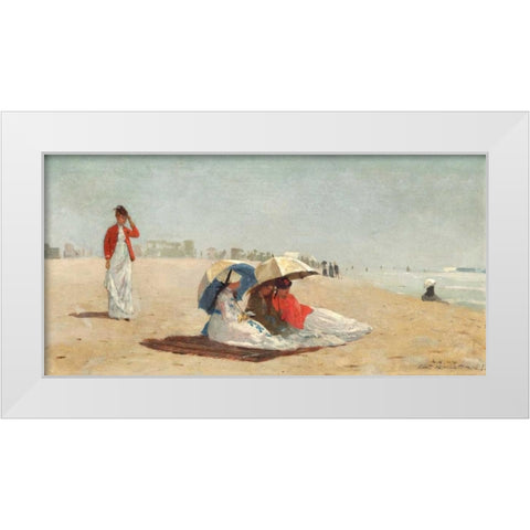 East Hampton Beach, Long Island White Modern Wood Framed Art Print by Homer, Winslow