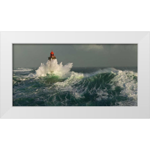 La Jument dans la Tempete White Modern Wood Framed Art Print by Guichard, Jean