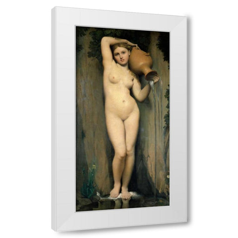 La source White Modern Wood Framed Art Print by Ingres, Jean-Auguste-Dominique
