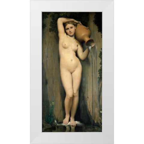 La source White Modern Wood Framed Art Print by Ingres, Jean-Auguste-Dominique