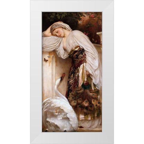 Odalisque White Modern Wood Framed Art Print by Leighton, Frederic