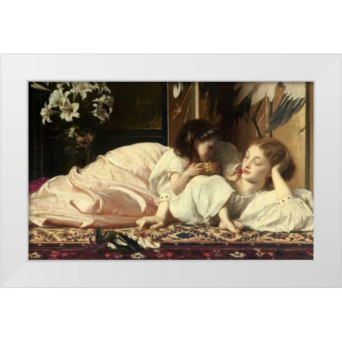 Mother and Child White Modern Wood Framed Art Print by Leighton, Frederic