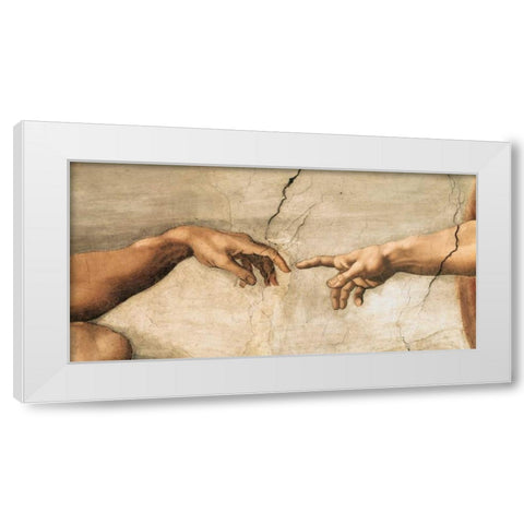 La creazione di Adamo White Modern Wood Framed Art Print by Buonarroti, Michelangelo