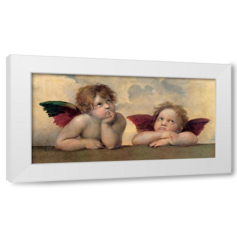 Angeli - Madonna Sistina White Modern Wood Framed Art Print by Raffaello