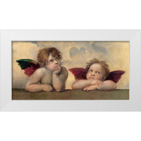 Angeli - Madonna Sistina White Modern Wood Framed Art Print by Raffaello