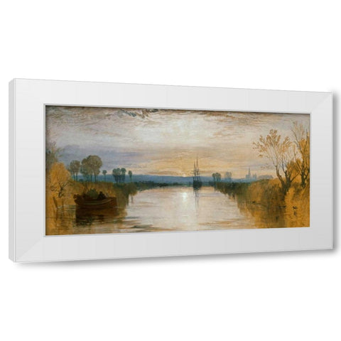 Chichester Canal White Modern Wood Framed Art Print by Turner, William