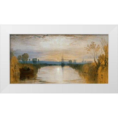 Chichester Canal White Modern Wood Framed Art Print by Turner, William