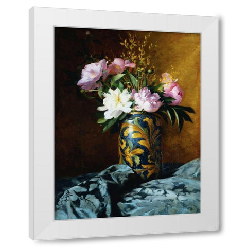 Peonies in a Vase (detail) White Modern Wood Framed Art Print by Grossi, Carlo