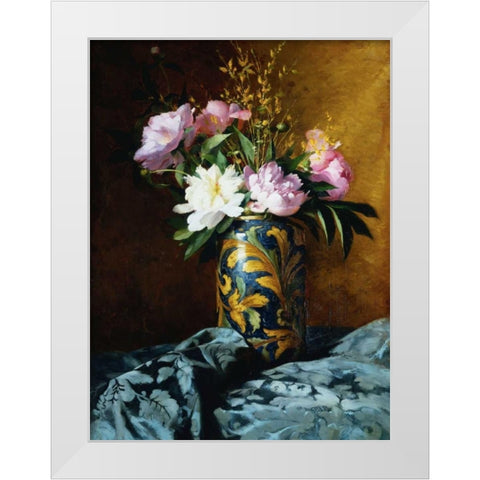 Peonies in a Vase (detail) White Modern Wood Framed Art Print by Grossi, Carlo