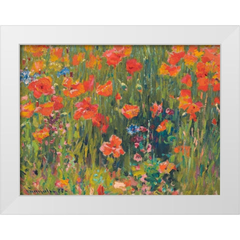 Poppies White Modern Wood Framed Art Print by Vonnoh, Robert William
