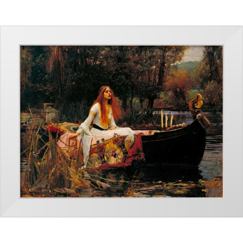 The Lady of Shalott White Modern Wood Framed Art Print by Waterhouse, John William