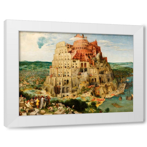 The Tower of Babel  White Modern Wood Framed Art Print by Bruegel the Elder, Pieter