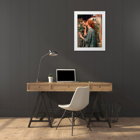 The Soul of the Rose White Modern Wood Framed Art Print by Waterhouse, John William