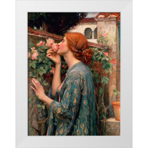 The Soul of the Rose White Modern Wood Framed Art Print by Waterhouse, John William
