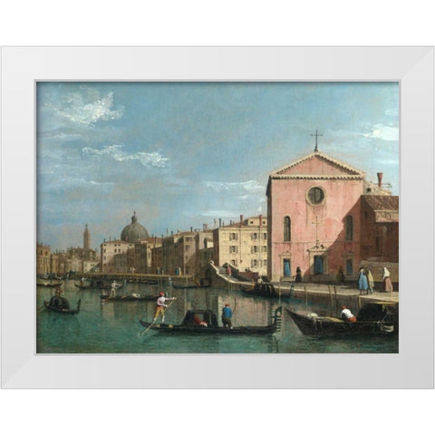 The Grand Canal facing Santa Croce, Venice White Modern Wood Framed Art Print by Follower of Canaletto