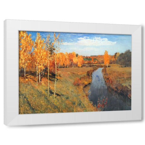 Golden Autumn White Modern Wood Framed Art Print by Levitan, Isaac