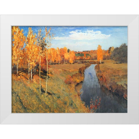 Golden Autumn White Modern Wood Framed Art Print by Levitan, Isaac