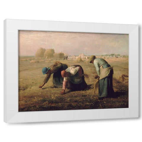 Gleaners White Modern Wood Framed Art Print by Millet, Jean-Francois